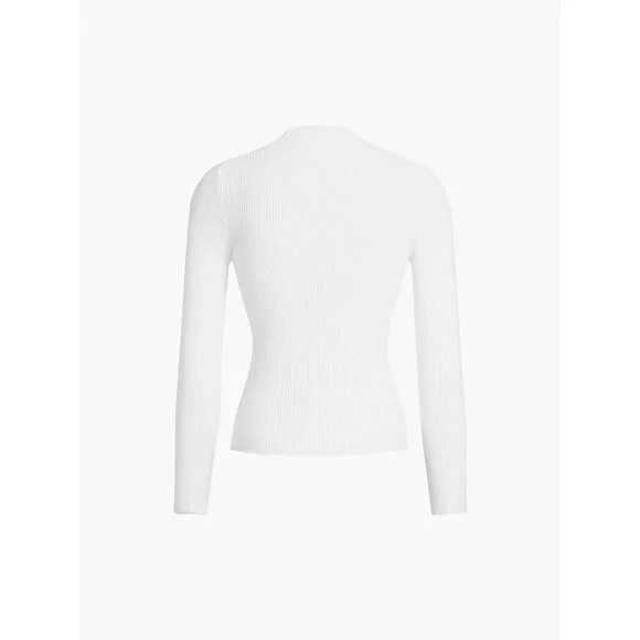 Commense NWT Mock Neck Rib Long Sleeve Knit Top in White size Small - Picture 8 of 8